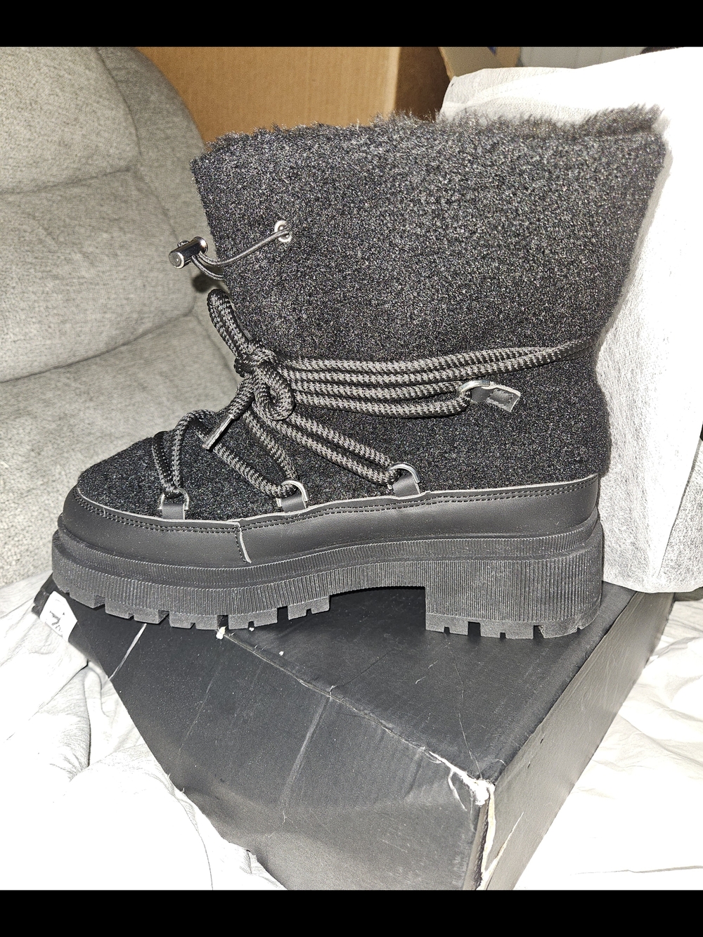 Fashion Nova Black Winter Snow Boots